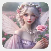 Beautiful June Fairy in Roses Square Sticker