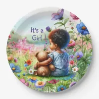 Baby Girl with Teddy Bear Baby Shower It's a Girl Paper Plates