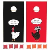 Funny Chicken Puns Country Barn Farm  Cornhole Set