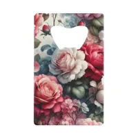 Timeless Rose Floral Charm Credit Card Bottle Opener