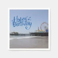 Happy Birthday Santa Monica Pier Paper Napkins