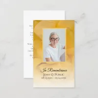 Yellow Rose Flower Funeral Memorial Poem / Prayer Business Card