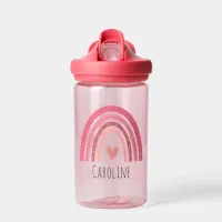 Kid's Boho Rainbow Custom Name Girl Water Bottle