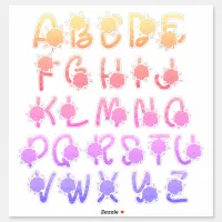 Glitter Colorful Floral Monogram A to Z Letters Sticker