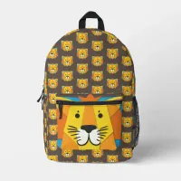 Bright Colorful Cheerful Lion Brown Patterned Printed Backpack