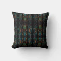 Mystic Forest Mosaic Blue & Black pattern Cushion