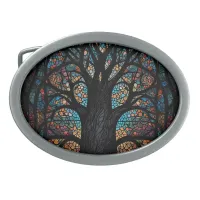 Tree Of Life Stained Glass Mosaic Art  Belt Buckle