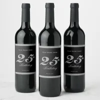 25th Birthday Silver Wine Label