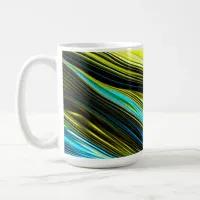 Blue and Gold Abstract Silk and Satin Rolls Coffee Mug