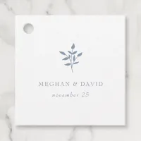 Dusty Blue Simple Modern Botanical Wedding Favor Tags