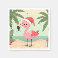 Vintage Flamingo Christmas in July Beachmas Napkins