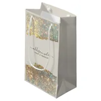 Holographic Signature Script Modern Glam Glitter Small Gift Bag