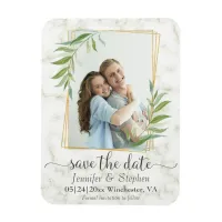 Gold Geometric Photo Wedding Save the Date Magnet
