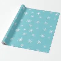Light Blue and White Snowflakes Christmas Wrapping Paper