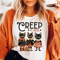 Creep It Real Black Cat Vintage Halloween Tri-Blend Shirt