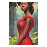 Safari Queen: Majestic African Woman Red Feathers Faux Canvas Print