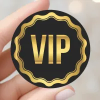 Gold and Black Wavy VIP Party Pass Classic Round Sticker