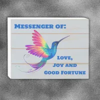 Hummingbird Love, Joy & Good Fortune | Wooden Box Sign