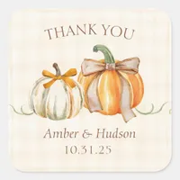 Personalized Fall Wedding Rustic Autumn Thank You Square Sticker