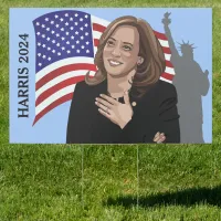 VP Kamala Harris Flag Statue of Liberty Yard Sign