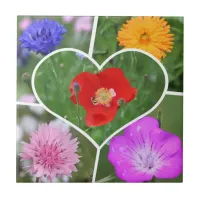 My Heart is Filled with Flowers Photo Collage Ceramic Tile