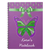 Purple Butterfly with Lyme Green Ribbon Notebook