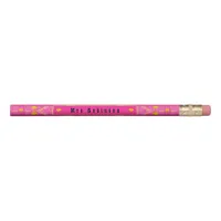 Back To School Pretty Pink and Sparkly Gold Hearts Pencil