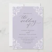 Elegant Vintage Dusty Purple Wedding Invitation