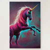 Dark Rainbow Gothic Unicorn AI created digital art Jigsaw Puzzle