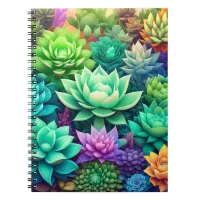 Aloe Vera and Succulents Collage   Notebook