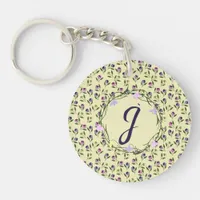 Pretty Pink Purple and Yellow Pansies Keychain