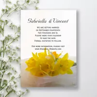 Yellow Daffodils on White Wedding Save the Date Invitation