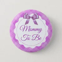 Purple Plaid and Bow Mommy to be Button