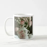 Pink Roses in a Teapot Coffee Mug
