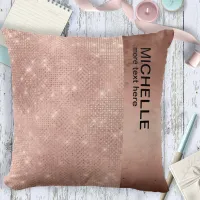 Glitter and Shine Name Rose Gold ID673 Throw Pillow