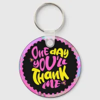 Funny Mom Sayings One Day You'll Thank Me Keychain