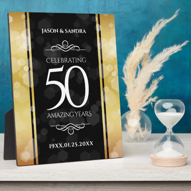 Elegant 50th Golden Wedding Anniversary Plaque
