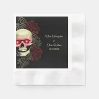 Scary floral dark luxury gothic skull hallowedding napkins