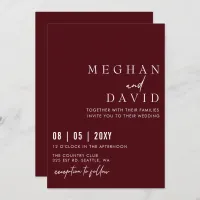 Elegant Handwritten Simple Burgundy Wedding  Invitation