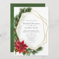 Watercolor Floral Christmas Geometric Wedding Invitation