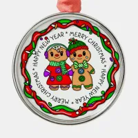 Merry Christmas | Happy New Year | Gingerbread Man Metal Ornament