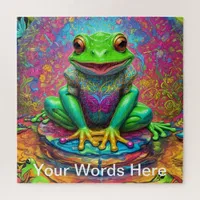 Rainbow Garden Neon Psychedelic Nature Jigsaw Puzzle