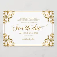 Elegant Save the Date Wedding Vintage Gold Invitation