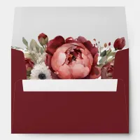 Elegant Boho Burgundy Blush Floral Wedding Envelope