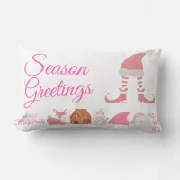 Season Greetings - Pink on White | Lumbar Pillow