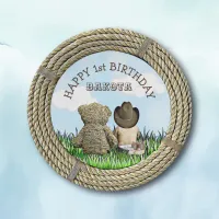 Lil' Cowboy and Teddy Bear Boy's  First Birthday Paper Plates