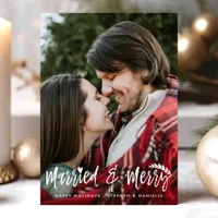 Married And Merry Newlywed Couples Christmas Photo Holiday Card