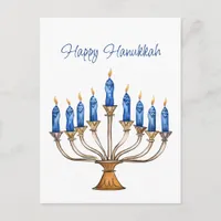 Menorah with Burning Candles Happy Hanukkah  Postcard