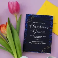 Blue Elegant Christmas Dinner Invitation