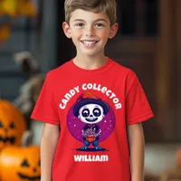 Cute Candy Collector Skeleton Boys Halloween T-Shirt